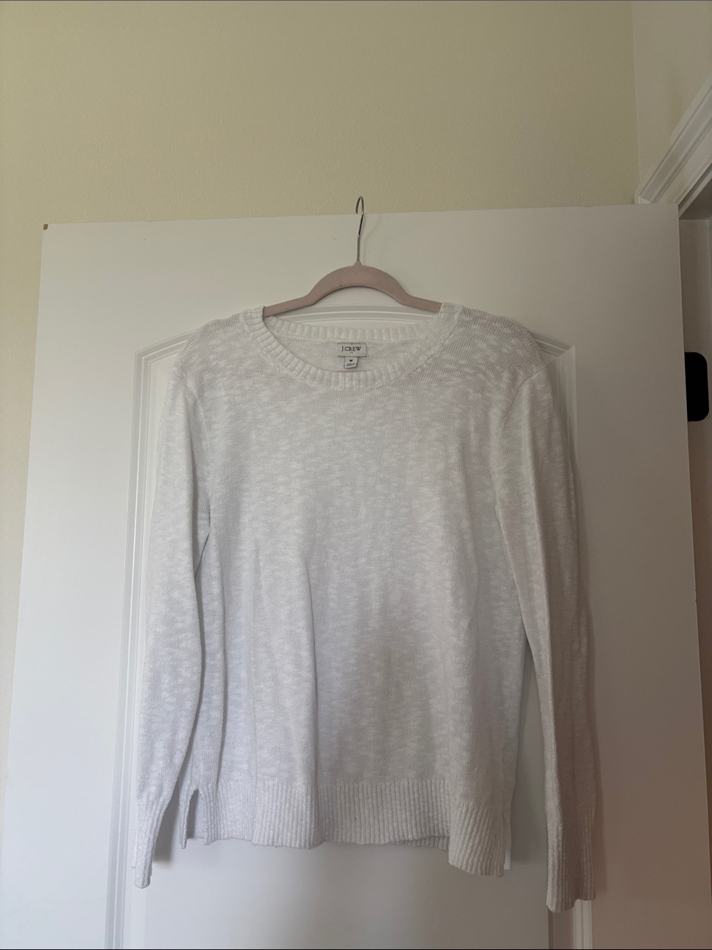 J. Crew White Lightweight Crewneck Sweater